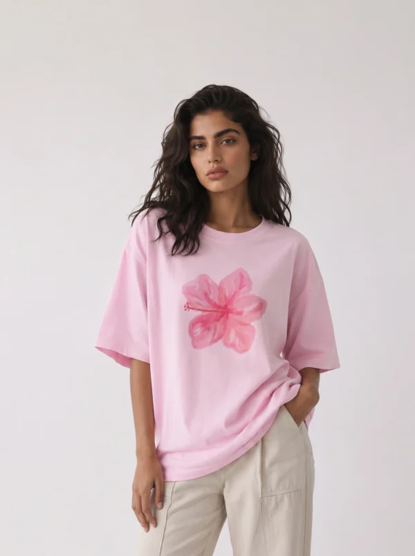 DOBARAA – "Hibiscus" Oversized Graphic Tee